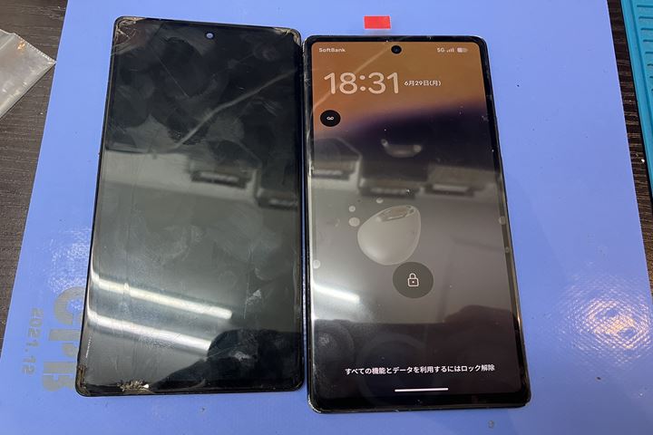Google Pixel 6aの画面交換と指紋認証の調整の修理写真 3